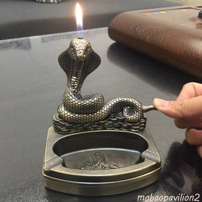 5" New Snake Shape Novelty Refillable Lighter Cigarette Cigar Ashtray Ash