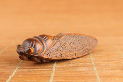 chinese boxwood handmade cicada statue figure decoration hand piece