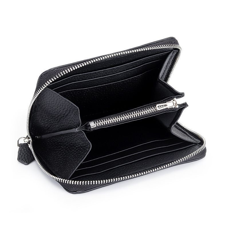 Genuine Leather Short Wallet Card Holders Small Coin Purse Zipper Slim Money Bag