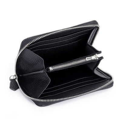 Genuine Leather Short Wallet Card Holders Small Coin Purse Zipper Slim Money Bag