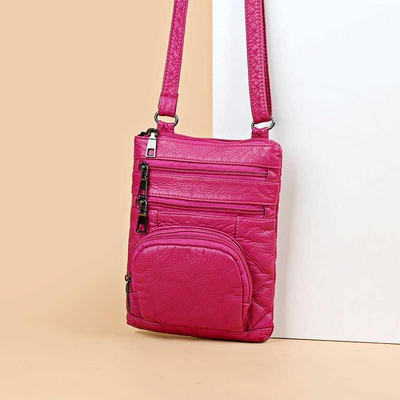 Crossbody Bags Vintage Messenger Bags Multi-pocket Purse Shoulder Bags Leather