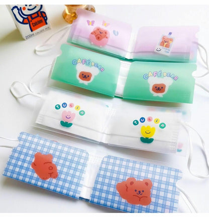 Fold Pockets 8pcs/Set Bear Household Storage Bag Cartoon Coin Purse Mask Storage