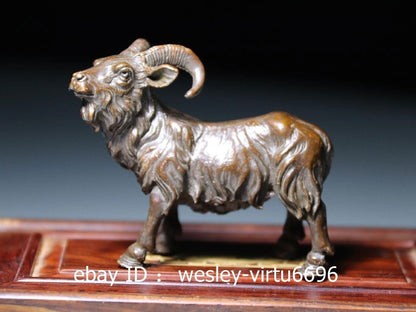 Chinese Dynasty Folk Old Antique Red Copper Animal Goat Sheep Art Statue 8cm