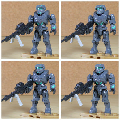 4Pcs Mega Halo Construx Bloks Fleetcom Warthog UNSC S[artan Kai-125 with Teal