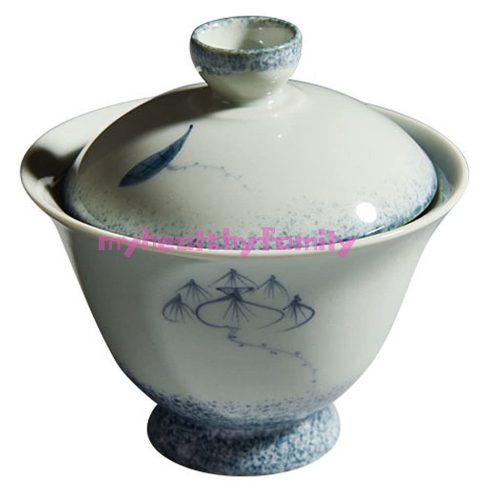 150ml Hand Painted Blue White Porcelain Gaiwan Ceramic Bowl Kung Fu Tea Set