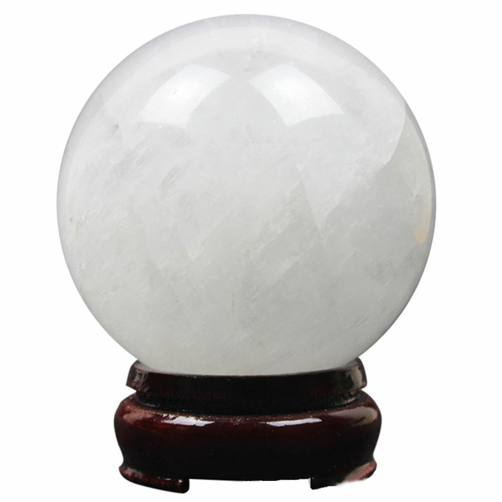 50mm Calcite Ball Natural White Quartz Crystal Sphere Healing Home Decor +Stand