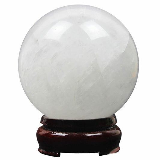 50mm Calcite Ball Natural White Quartz Crystal Sphere Healing Home Decor +Stand