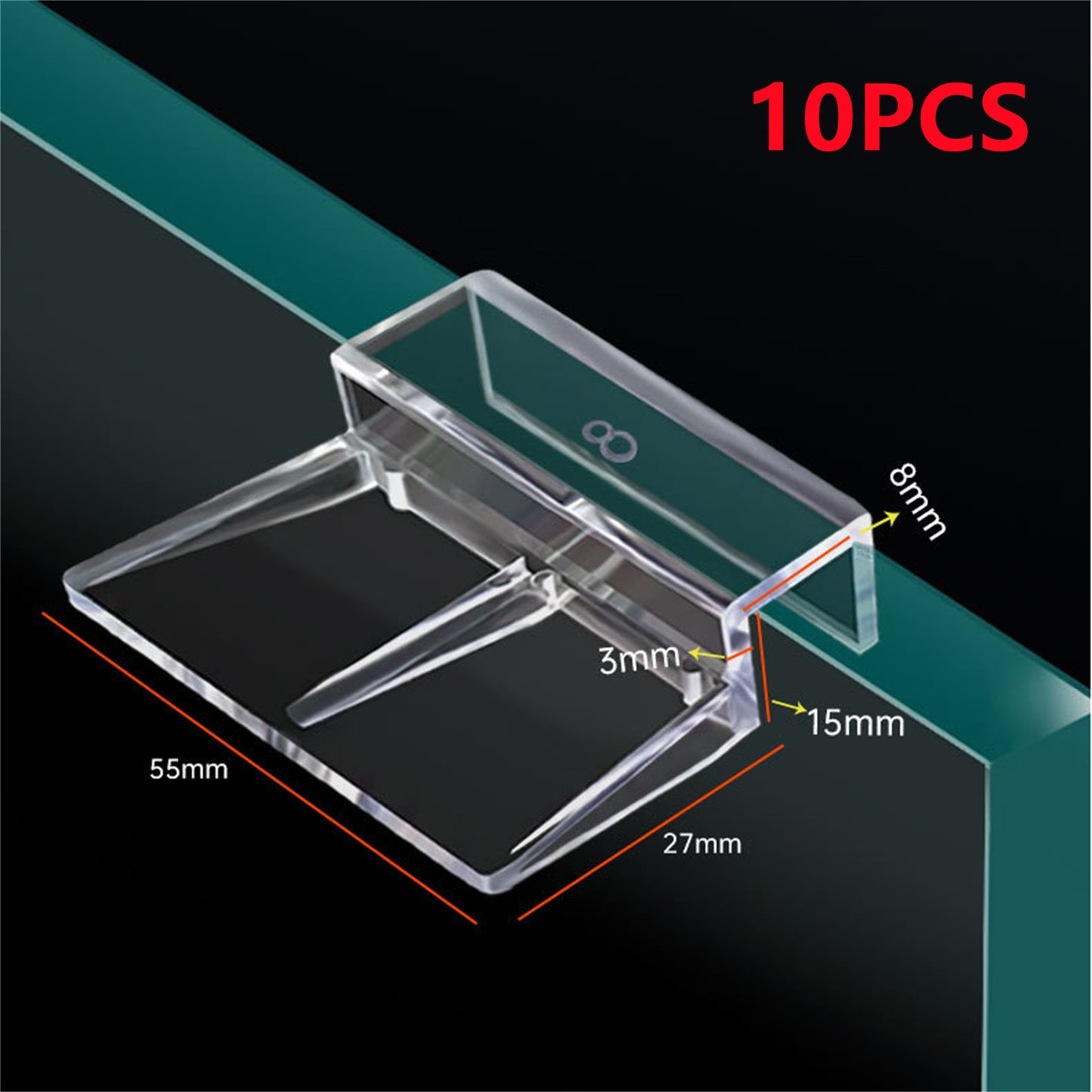10PCS Acrylic Aquarium Glass Cover Bracket Holder For Rimless Aquarium Fish Tank