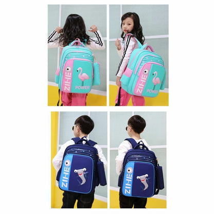3D Flamingo Bags School Girls Boys Shark Backpack Orthopedic Grades 3-5 Zipper