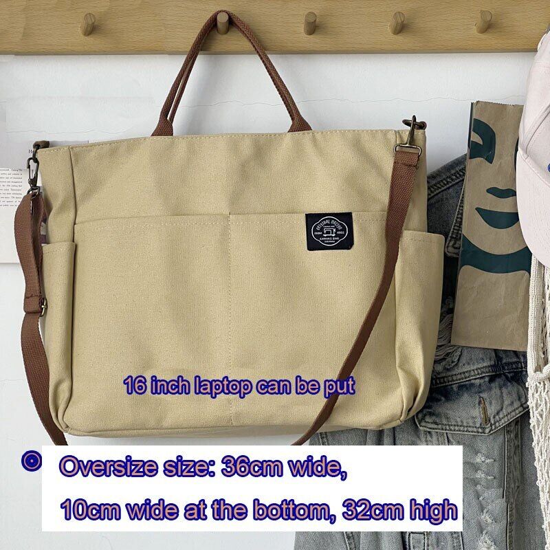 Women's Bags Cotton Canvas Shoulder Bag Crossbody Handbag Zipper Tote Pocket