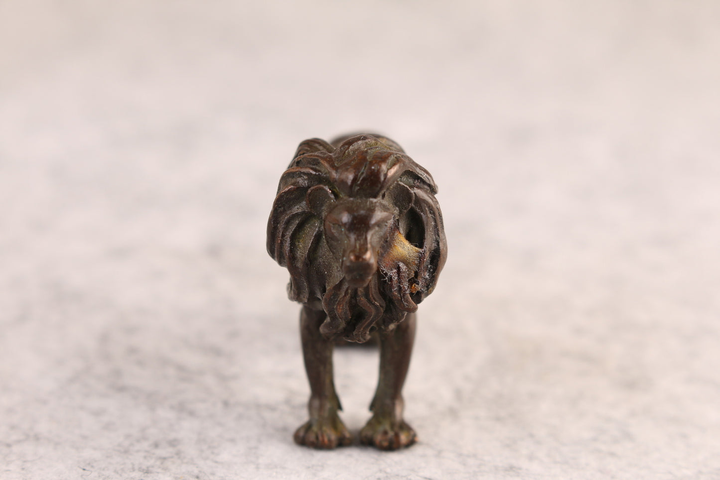 Mini Good stand Bronze lion leo Collection netsuke statue tea pet table decor