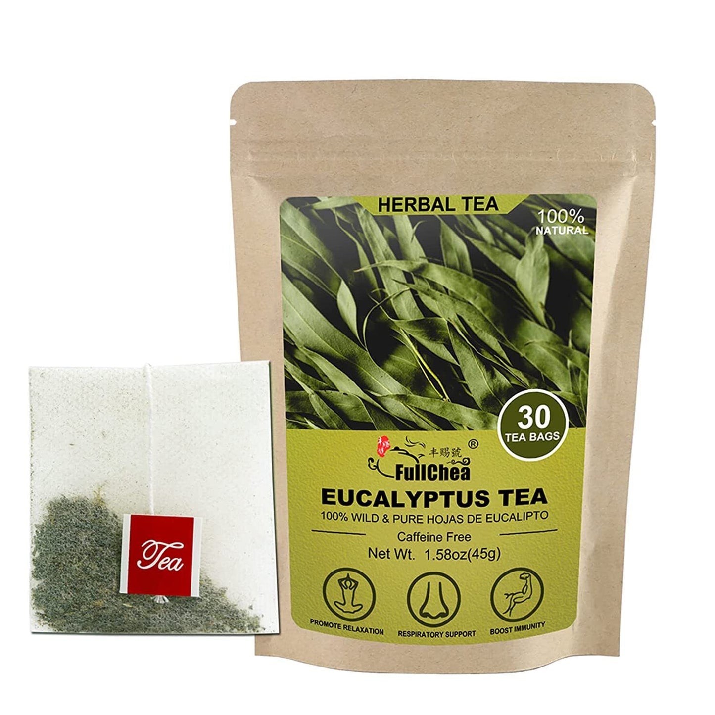 2023 FullChea Eucalyptus Herbal Tea Bag 30 Teabags, 1.5g/bag