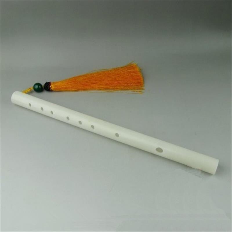 Chinese Whtie Jade Stone Flute Dizi Music Flauta Traditional Musical Instrument