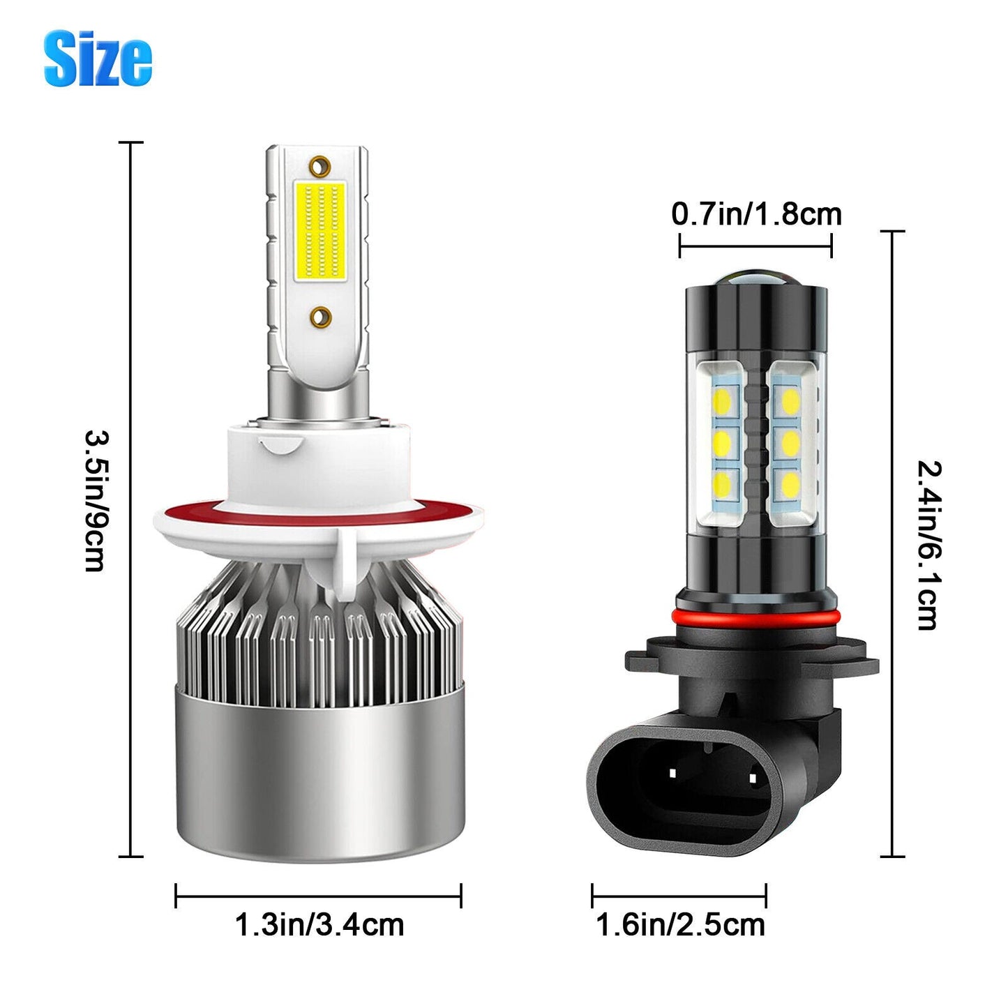 4 Bulbs Cambo kit Fog Light + 8000K LED Headlight Hi/Lo For 2004-2014 Ford F-150