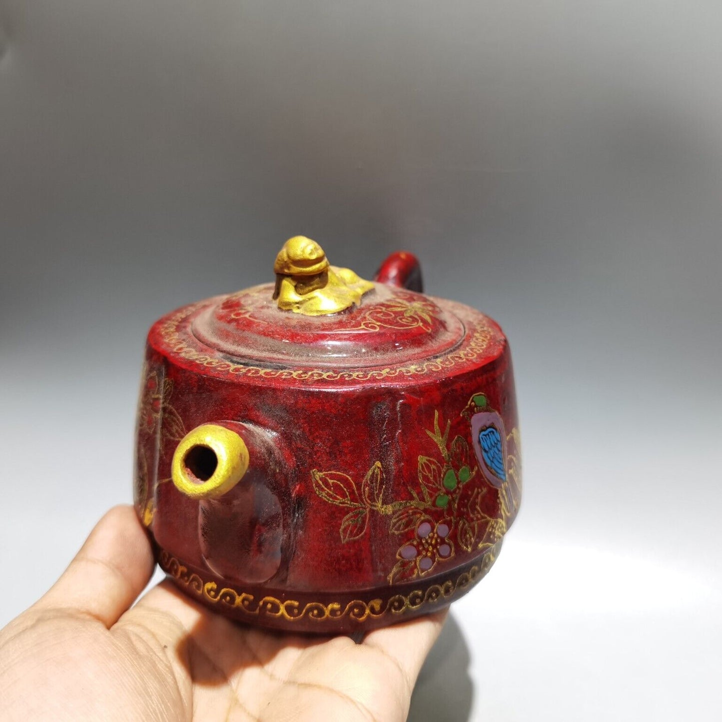Vintage Chinese Yixing Purple Clay Teapot Zisha Ceremony Enamel Nice Teaware Art