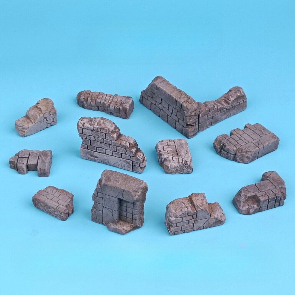 Building Ruin Model Rubble Brick Wall Base Prop War-Damaged Scene Model
