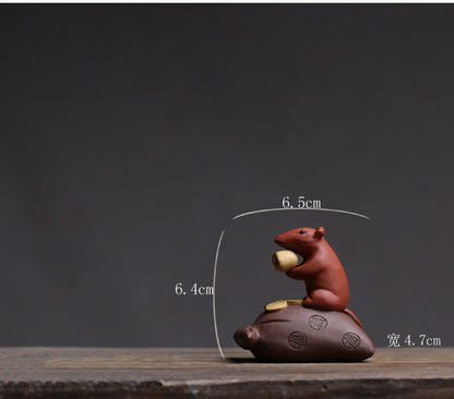 6.5cm Creative Chinese Tea Play Rat Purple Clay Mouse Tea Pet Mascot Tea Set