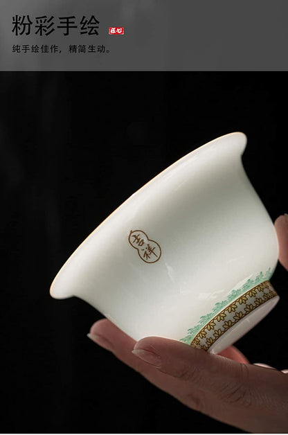 200ml Hand Painted Gaiwan Porcelain Tea Set Tea Cup Bowl Kung Fu Tea Ceremony