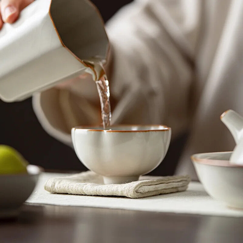80ml Boutique Cream Ru Kiln Ceramic Tea Cup Plum Blossom Master Cup