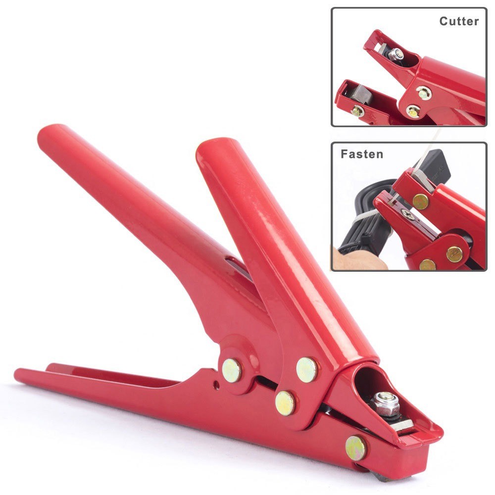 HS-519 Red 2.4-9mm Cable Tie Gun Tensioning Cutting Tool for Plastic Nylon Cable