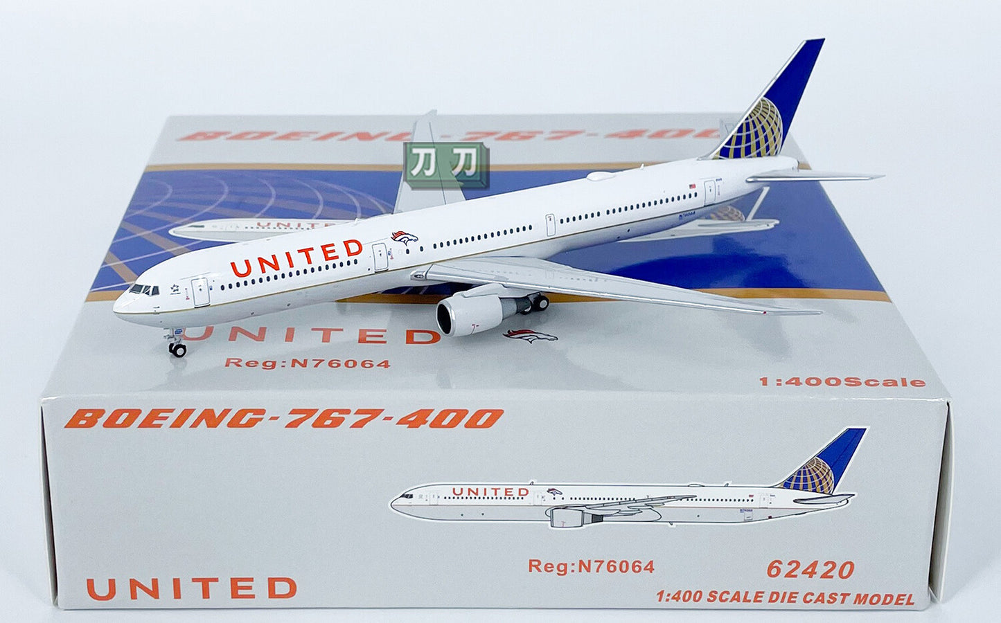 1:400 Panda UNITED BOEING 767-400 Passenger Airplane Diecast Aircraft Model