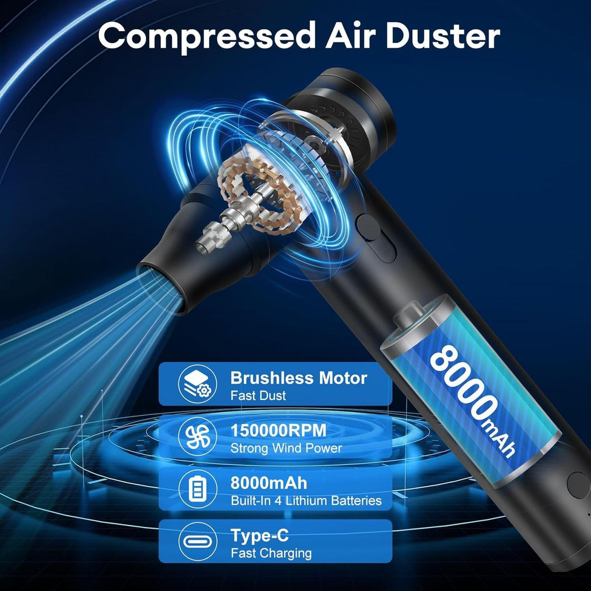 Electric Air Duster Handheld Multi-Function Mini Vacuum Cleaner Pump