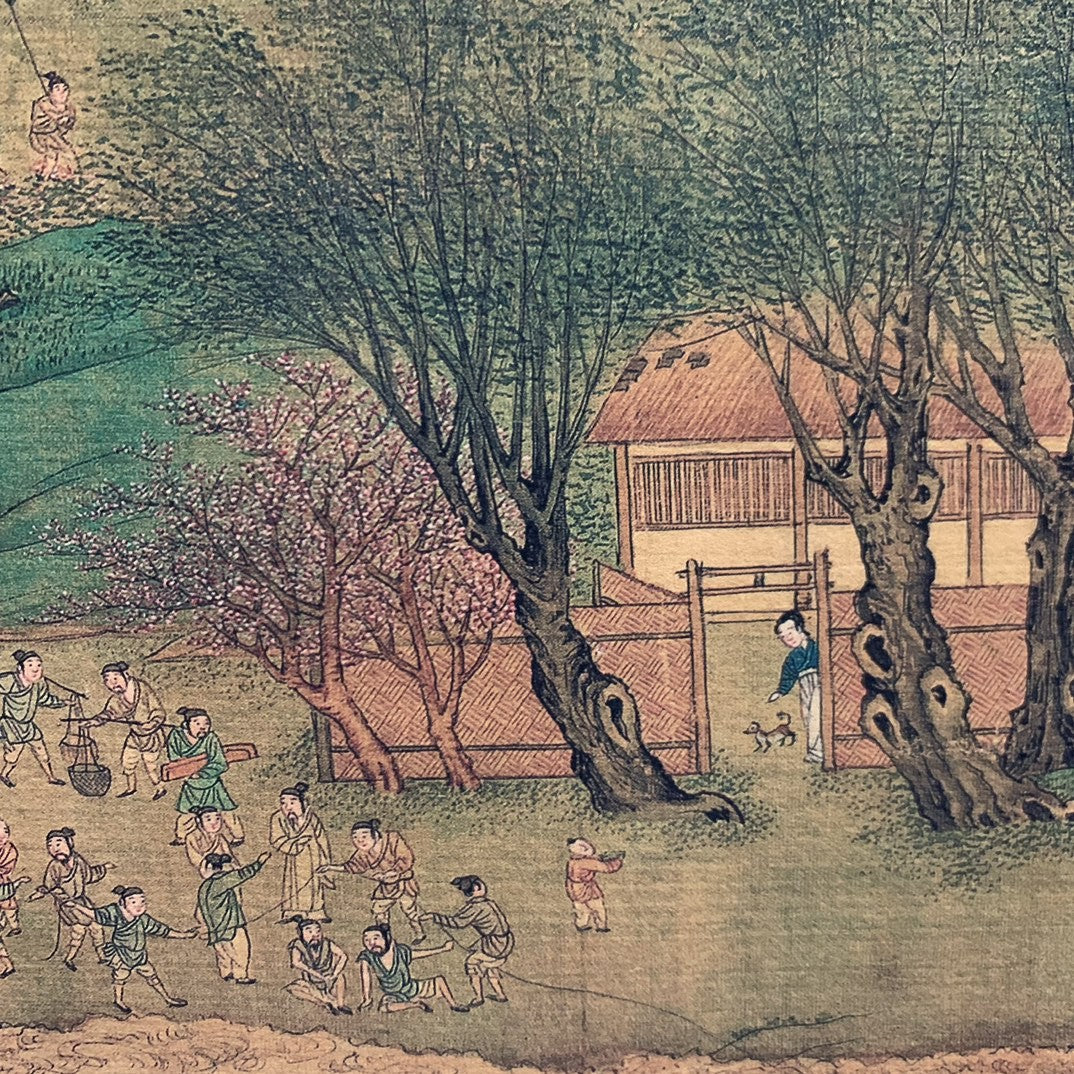 Vintage Antique Chinese Scroll Ming Qiu Ying Qingming Shanghe Tu Xuan Paper