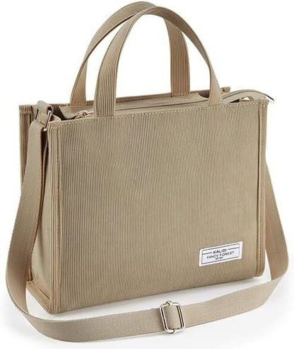 KALIDI Tote Bag for Women Corduroy Crossbody Bag Casual Zipper Tote Fashion Shou