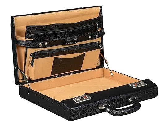 New Leather Travel Briefcase with Combination Lock Office Business Handbag