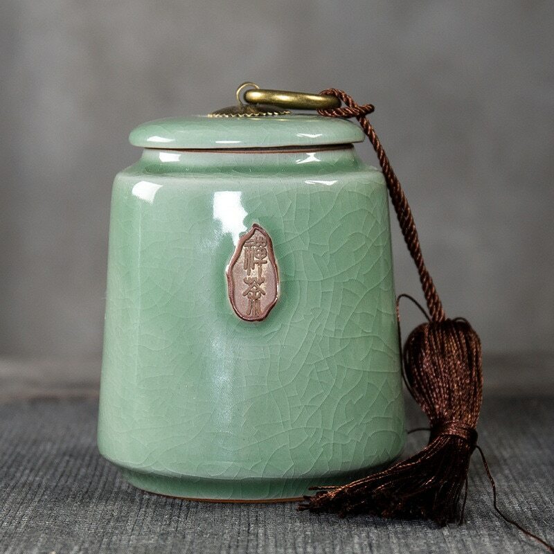Traditional Ceramics Tea Box Sealed Tank Storage Bottle Candy Jar Spices Caddy
