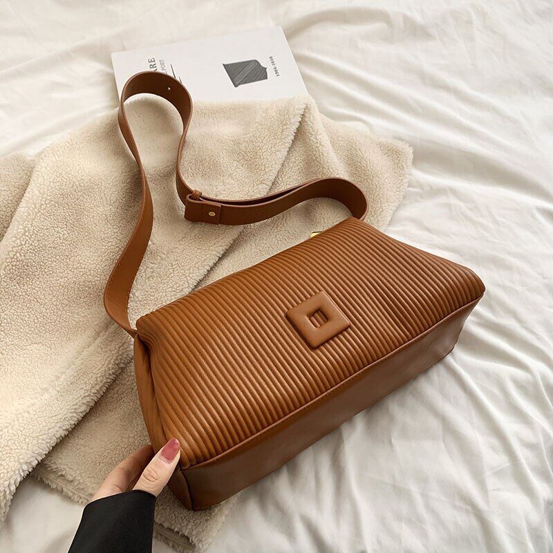 Shoulder Side Bags for Women PU Leather Small Bag Pleats Handbags and Purses