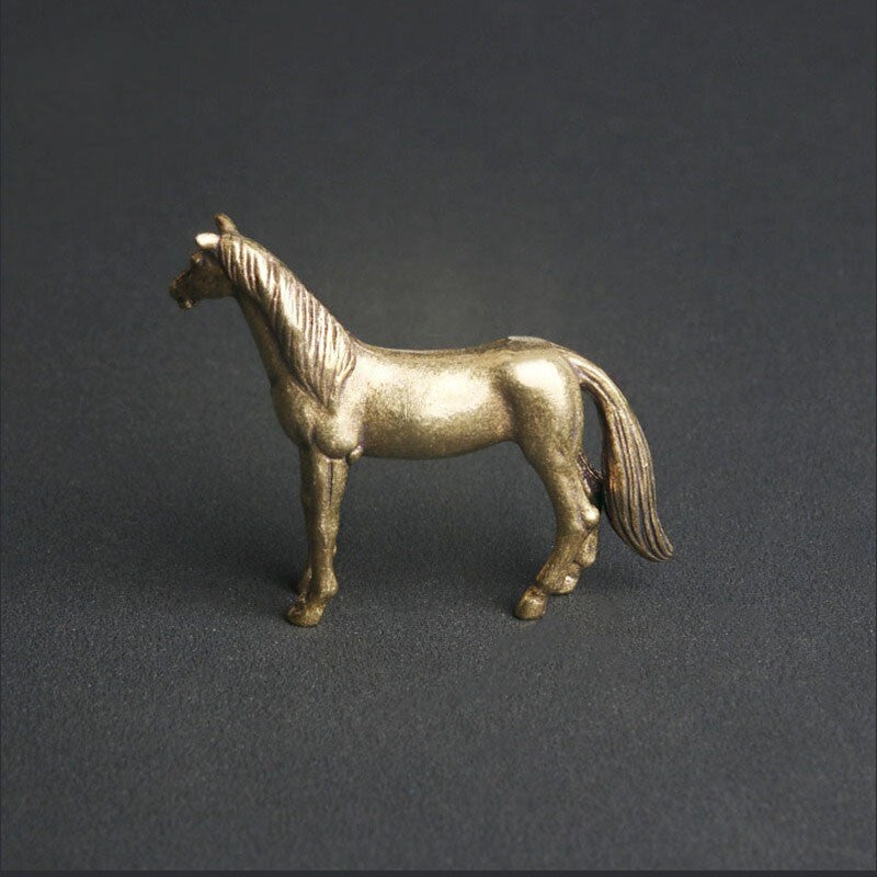 Brass Long Tail Horse Miniature Tea Pet Ornament Animal Craft ToyFi Decoration