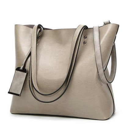 Leather Bucket Bag Double Strap Handbag Shoulder Bags Women Shopping