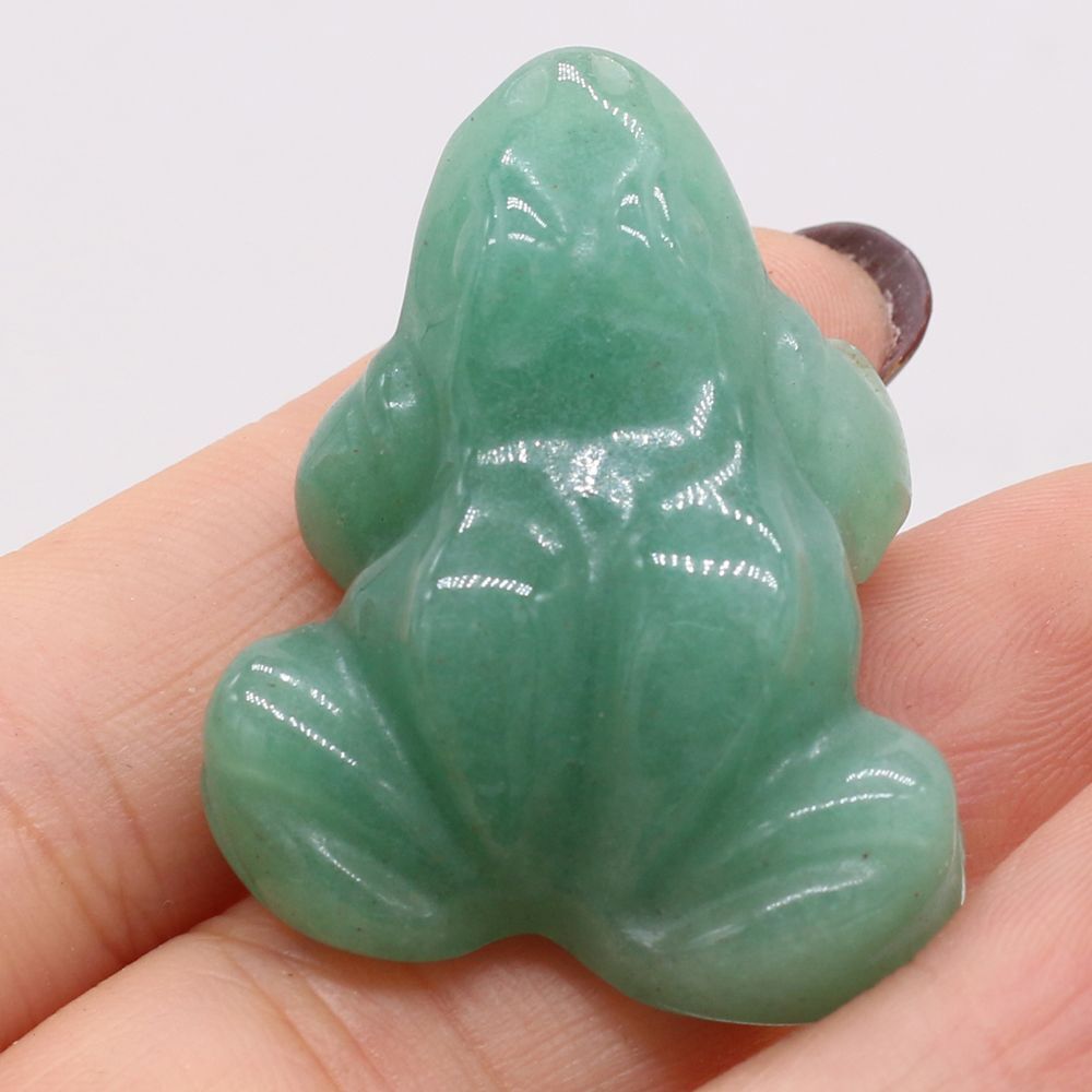 Frog Statue Figurine Natural Stones Hand Carved Ornament Healing Crystal 30x38mm