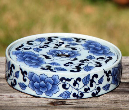14.5cm Tea Tray Blue White Porcelain Pot Holder Chinese Style Kung Fu Tea