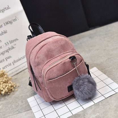 Mini Backpack Corduroy Small Crossbody Striped Fabric Shoulder Bag 15*19*21*11CM