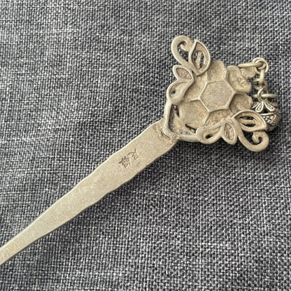 Miaosilver Hairpin Vintage Green Gem Hair Stick Antique Tassel Hair Jewelry