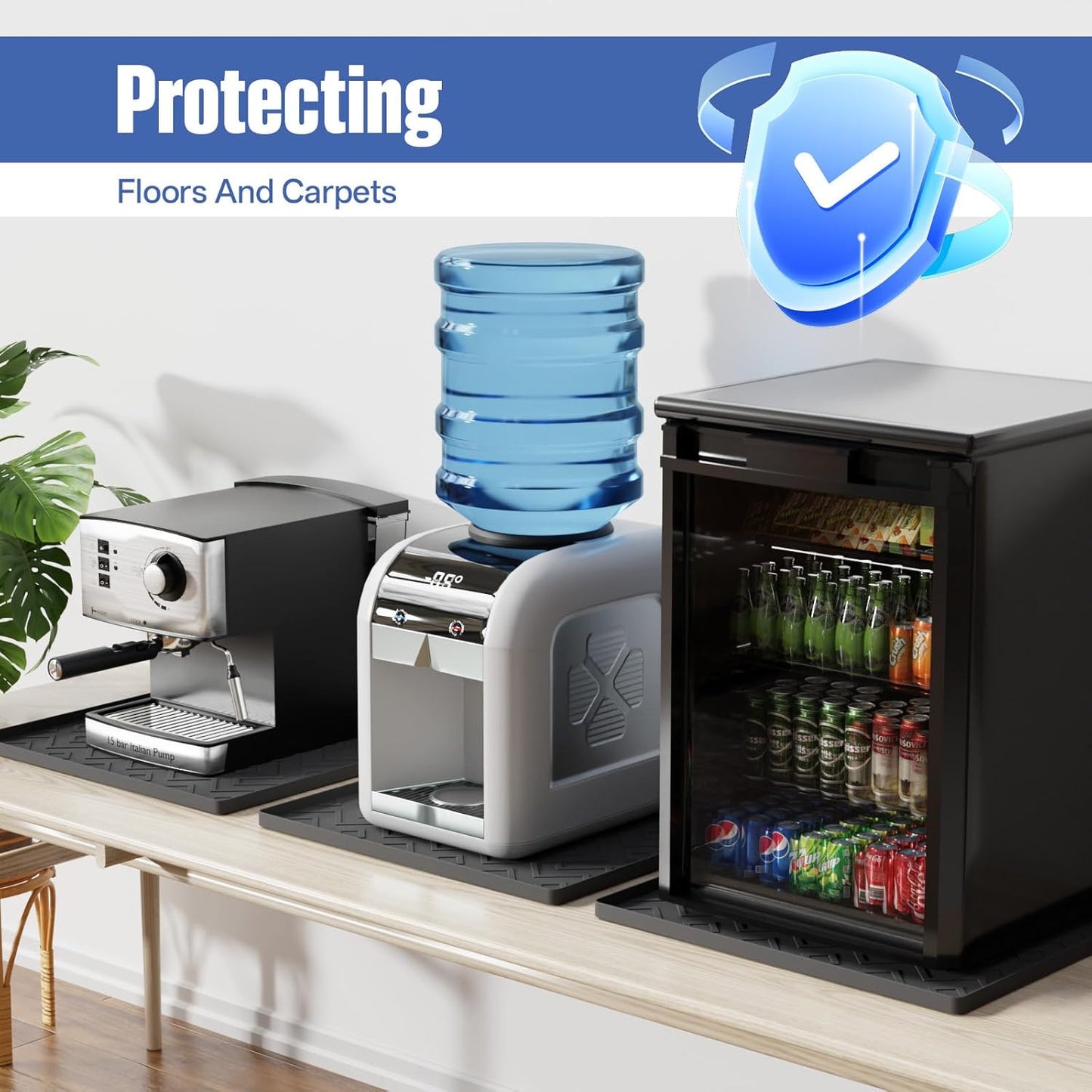 Water Cooler Mat – 19.7" X 19.7" Silicone Water Dispenser Mat for Floor & Counte
