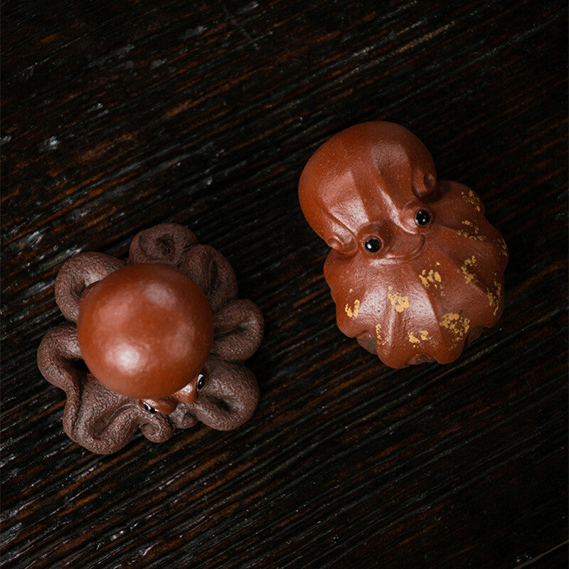 Octopus Statue Handmade Craft Yixing Zisha Tea Pet For Fishbowl Decoration Small