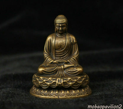 China Buddhism Brass Copper Seat Shakyamuni Amitabha Buddha Statue Sculpture