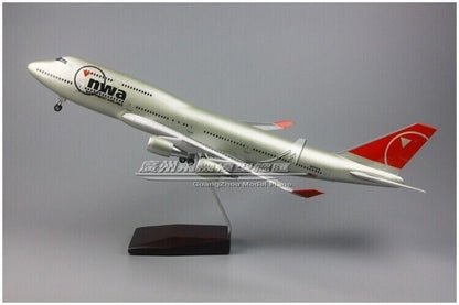 1:150 47CM NWA BOEING 747-400 Airplane Led Sound-controlled Light Resin Model