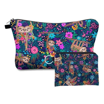 2 PCS Makeup Bag Animal Pattern Cosmetic Bag Set Women Combination Organizer Bag