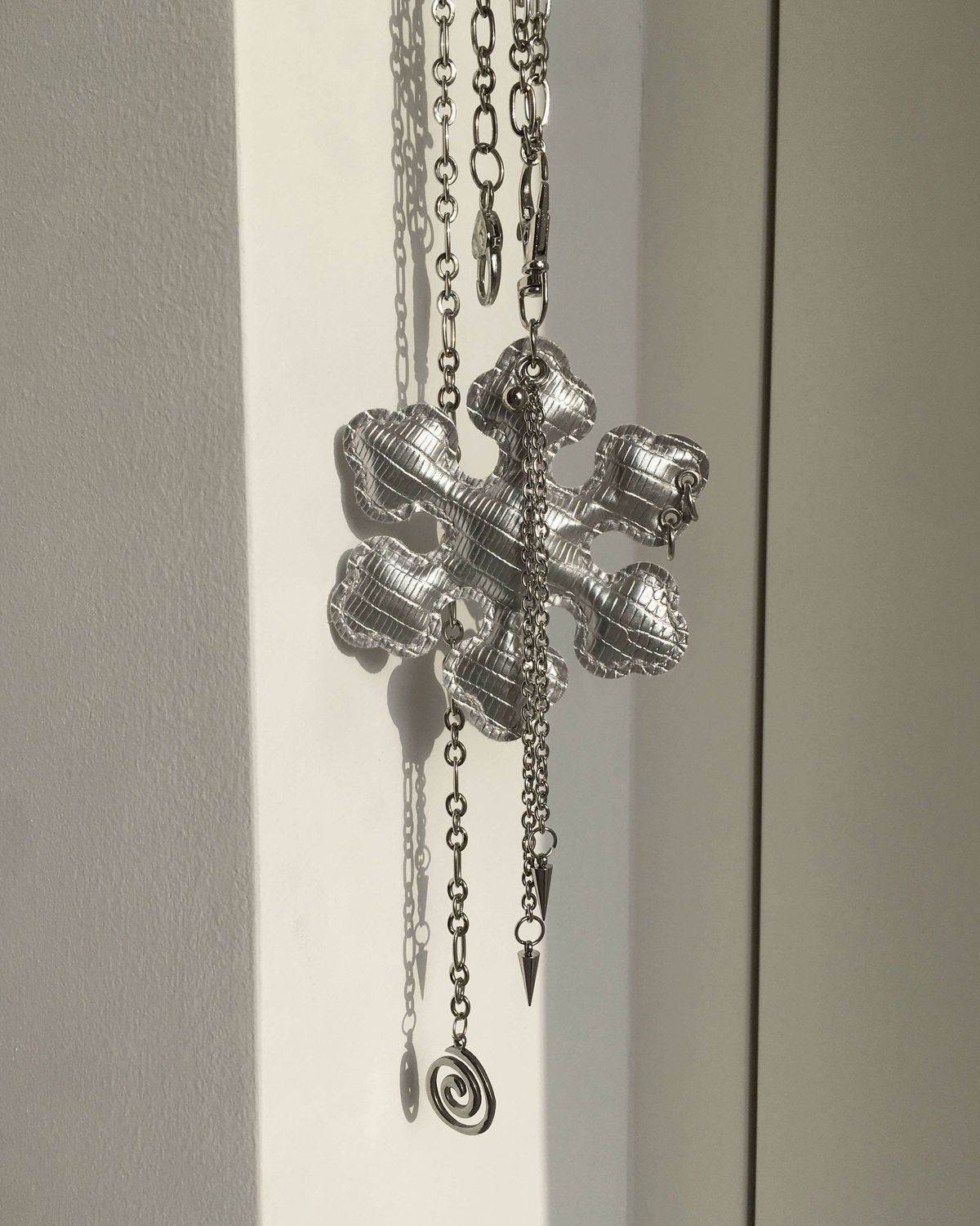 Y2K Subculture Snowflake Leather Long Sweater Chain