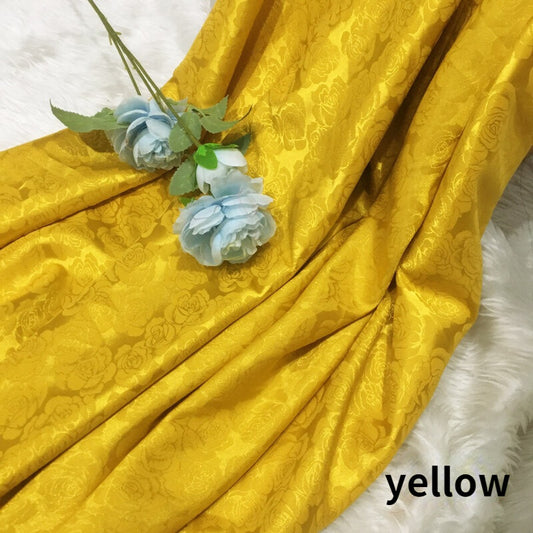 150*100cm Faux Silk Satin Rose Floral Brocade Damask Fabric Dress Sewing Craft