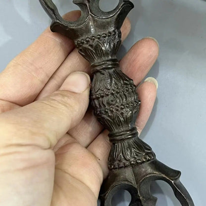 15cm Tibetan Retro Alloy Three-Strand Vajra Pestle Buddhism Ornament Collection