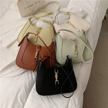 Retro Underarm Shoulder Side Bags For Women PU Leather Crescent Handbags
