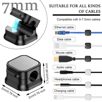 12Pcs Magnetic Cable Clips & Cord Holder, Under Desk Cable Management