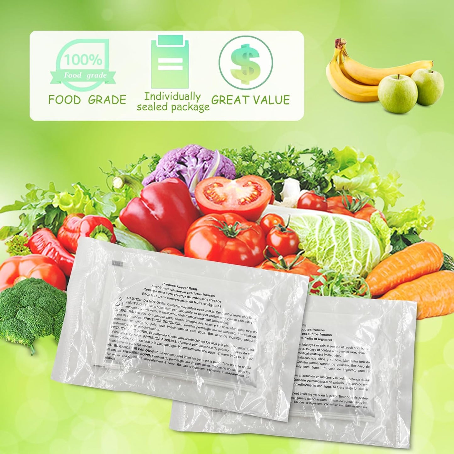 3 Pack PK-1 Produce Saver Refills for Frigidaire Pure Air Produce Keeper FRPAPKR