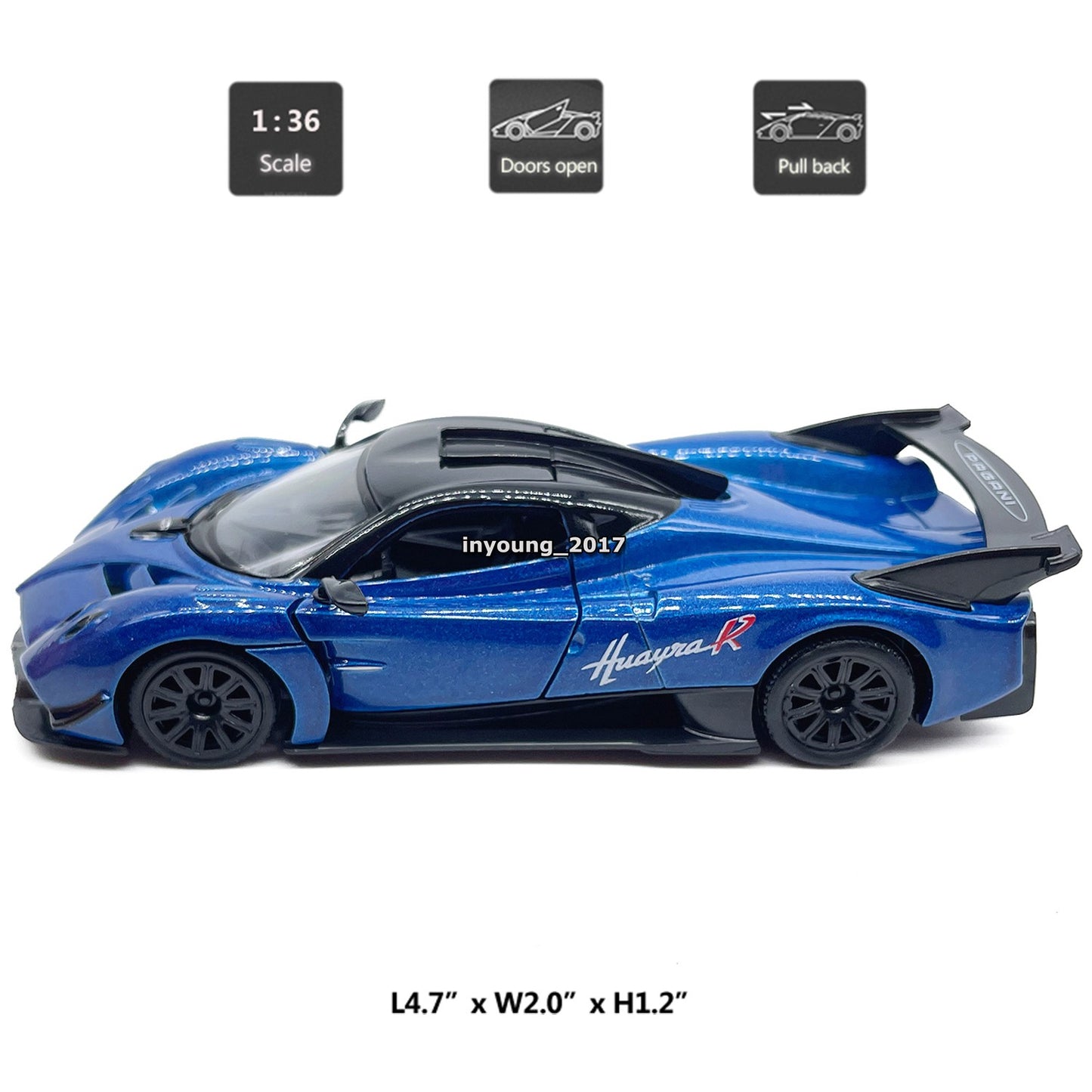 1/36 Pagani Huayra R Model Car Diecast Toy Cars Toys for Boys Kids Gifts Blue