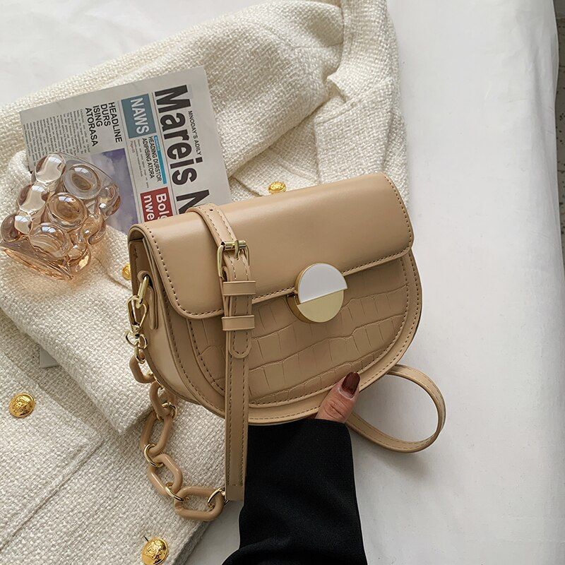 Synthetic Leather Crossbody Bag Shoulder Purse Small Leather Pouch 21.5*7*15 CM